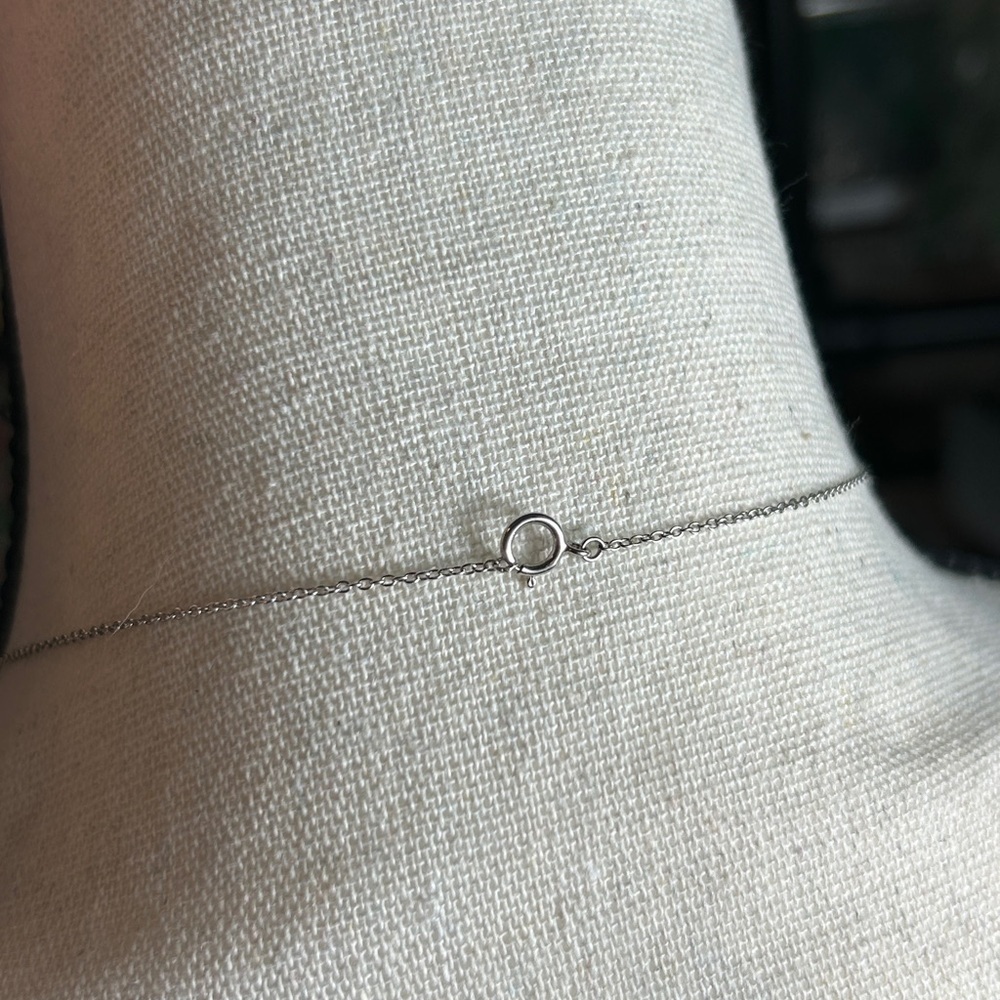Sterling Silver Sideways Cross Necklace Dainty Clear Crystals Stamped 925 18"L - Picture 4 of 12